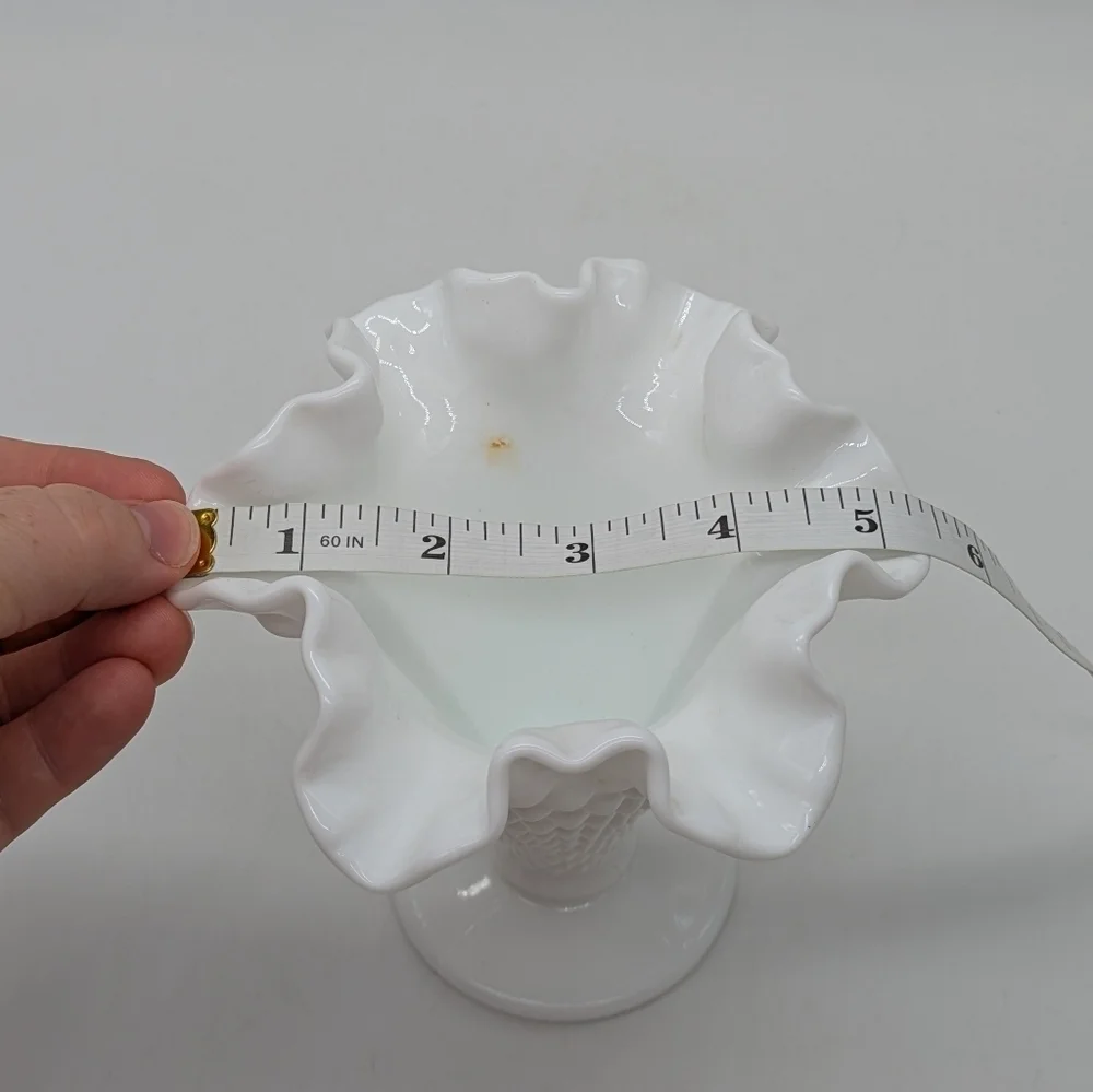 Vintage Fenton White Hobmail Milkglass Mini Vase